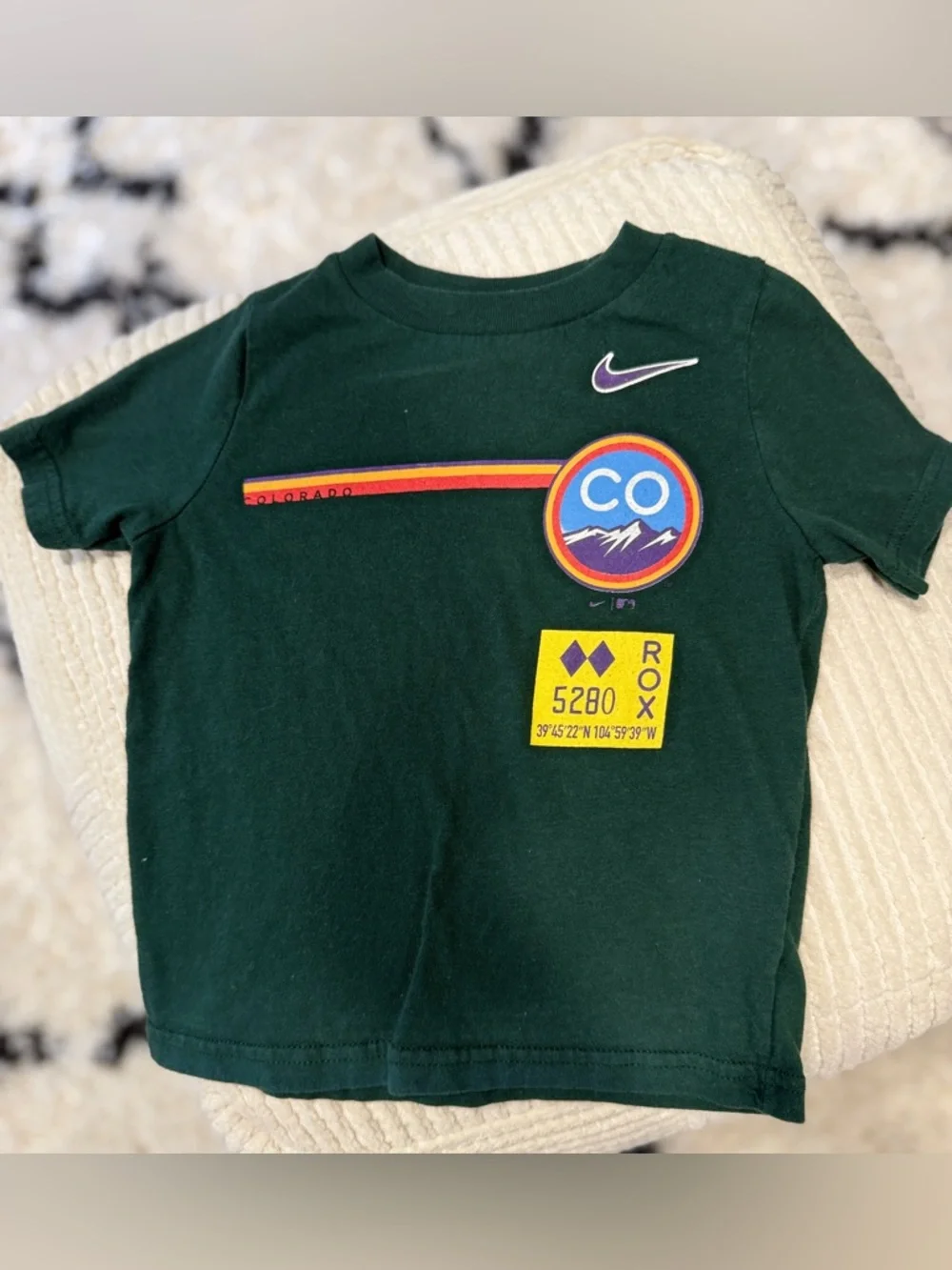 Nike Colorado Rockies Toddler Shirt 2T MLB Baseball Tee Green Nike Swoosh - Picture 3 of 5